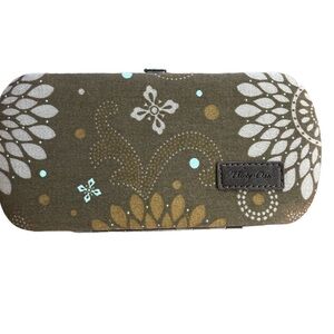 Thirty One wallet floral Brown floral clutch hard case billfold